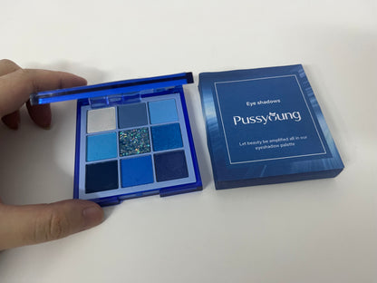 [Pussyoung Eye shadows]-Deep Sea 9-Color Eyeshadow Palette - Cool-Tone Blue Creative Palette