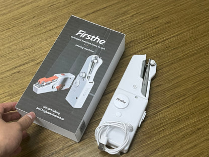 Firsthe Handheld Electric Sewing Machine, Portable Mini Sewing Machine for Beginners, Compact Sewing Tool for Home Travel DIY Clothes Fabric Repair, USB Powered