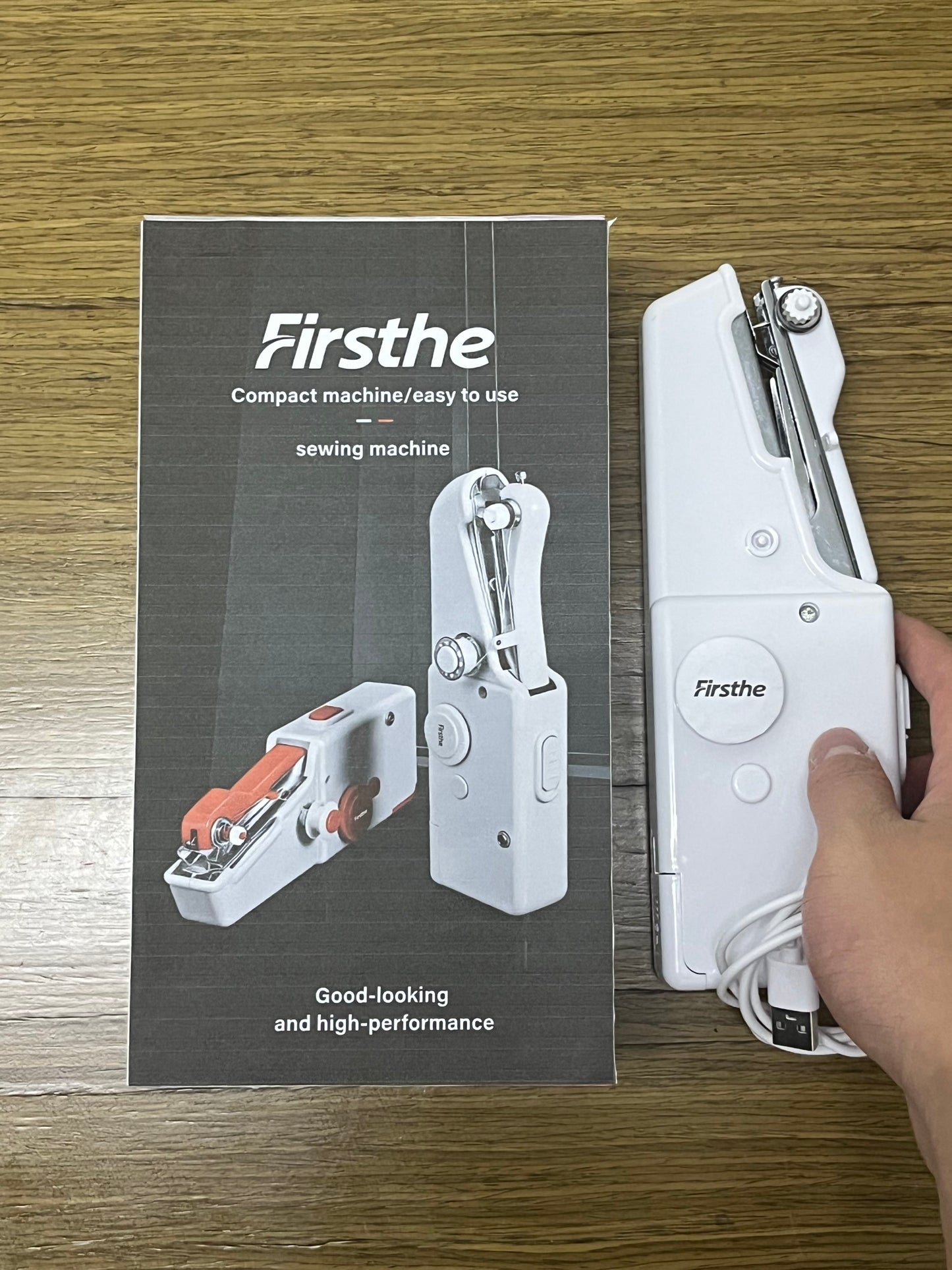 Firsthe Handheld Electric Sewing Machine, Portable Mini Sewing Machine for Beginners, Compact Sewing Tool for Home Travel DIY Clothes Fabric Repair, USB Powered