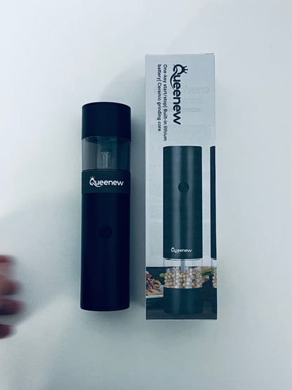 QUEENEW Electric Lapping Machine - One-Key Start/Stop, Built-in Lithium Battery, Ceramic Grinding Core, Household Spice Grinder