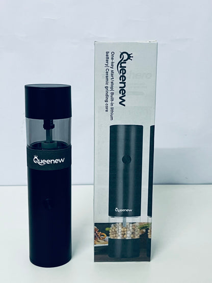 QUEENEW Electric Lapping Machine - One-Key Start/Stop, Built-in Lithium Battery, Ceramic Grinding Core, Household Spice Grinder