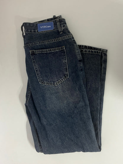 VTTcare Vintage Washed Denim Trousers - Loose Straight Leg, High-Quality Denim Fabric, Casual Daily Versatile Pants