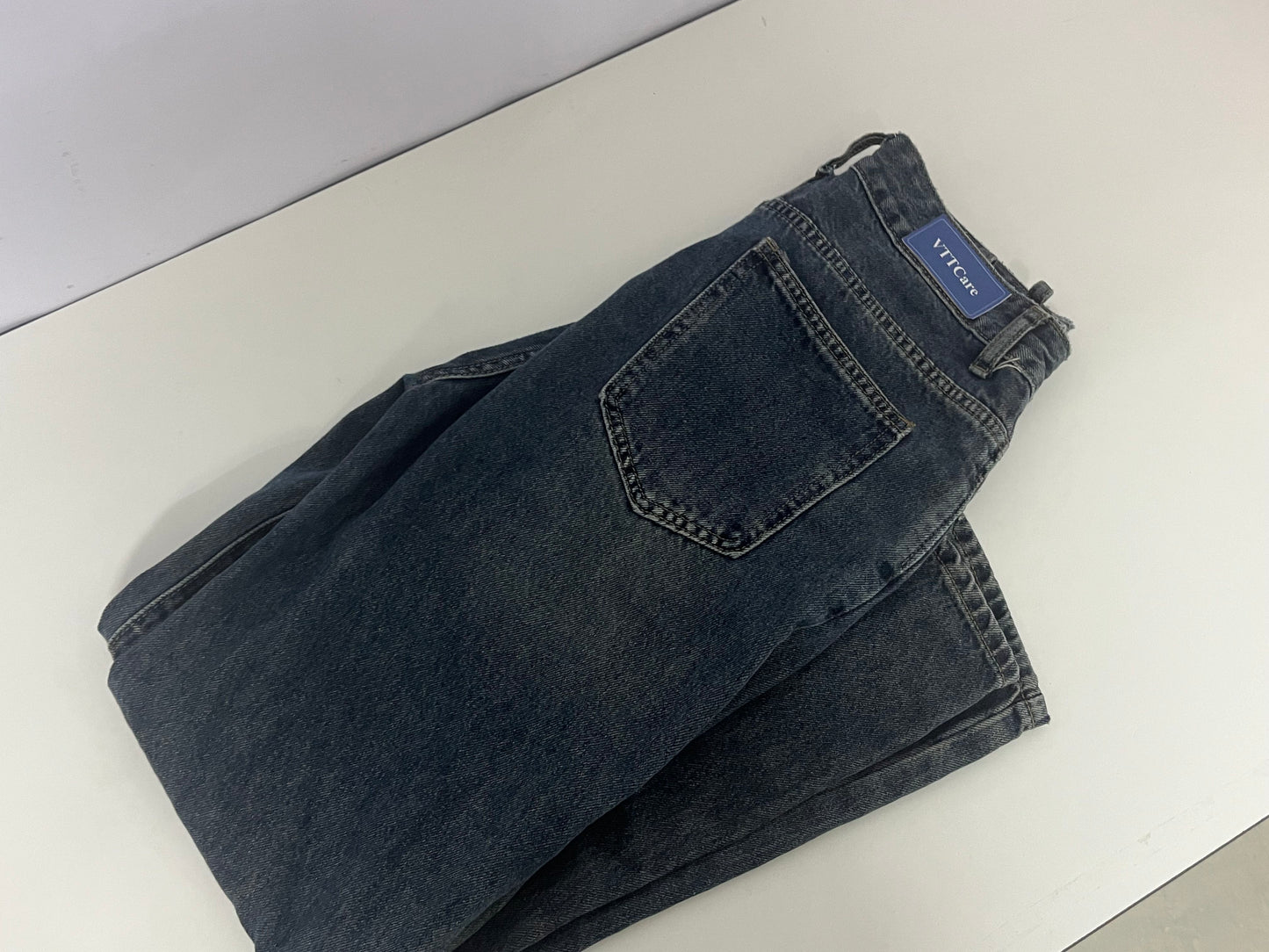VTTcare Vintage Washed Denim Trousers - Loose Straight Leg, High-Quality Denim Fabric, Casual Daily Versatile Pants