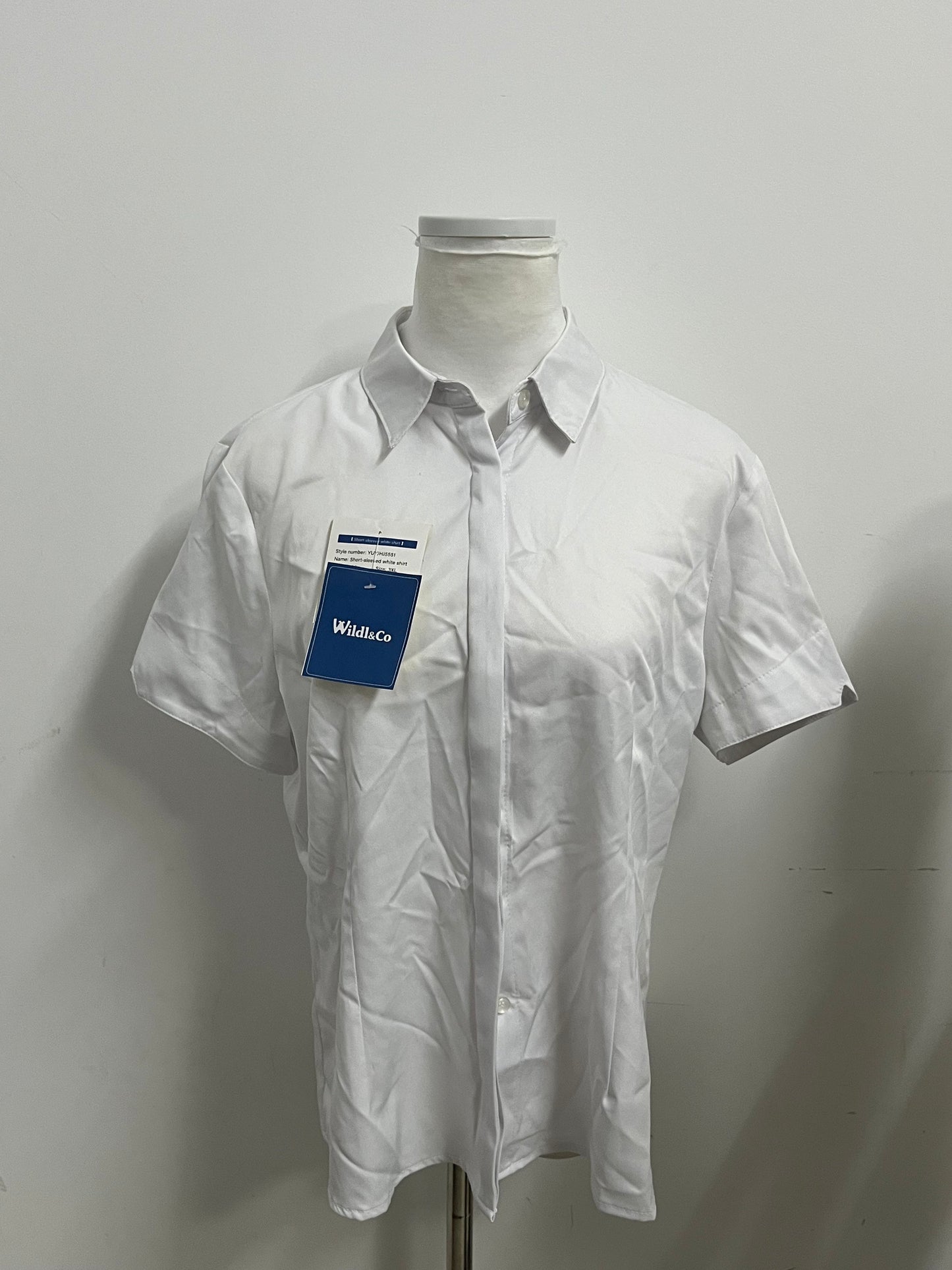 [Wildl&Co Shirts]-Basic Short-Sleeve White Shirt - Versatile Office Wear