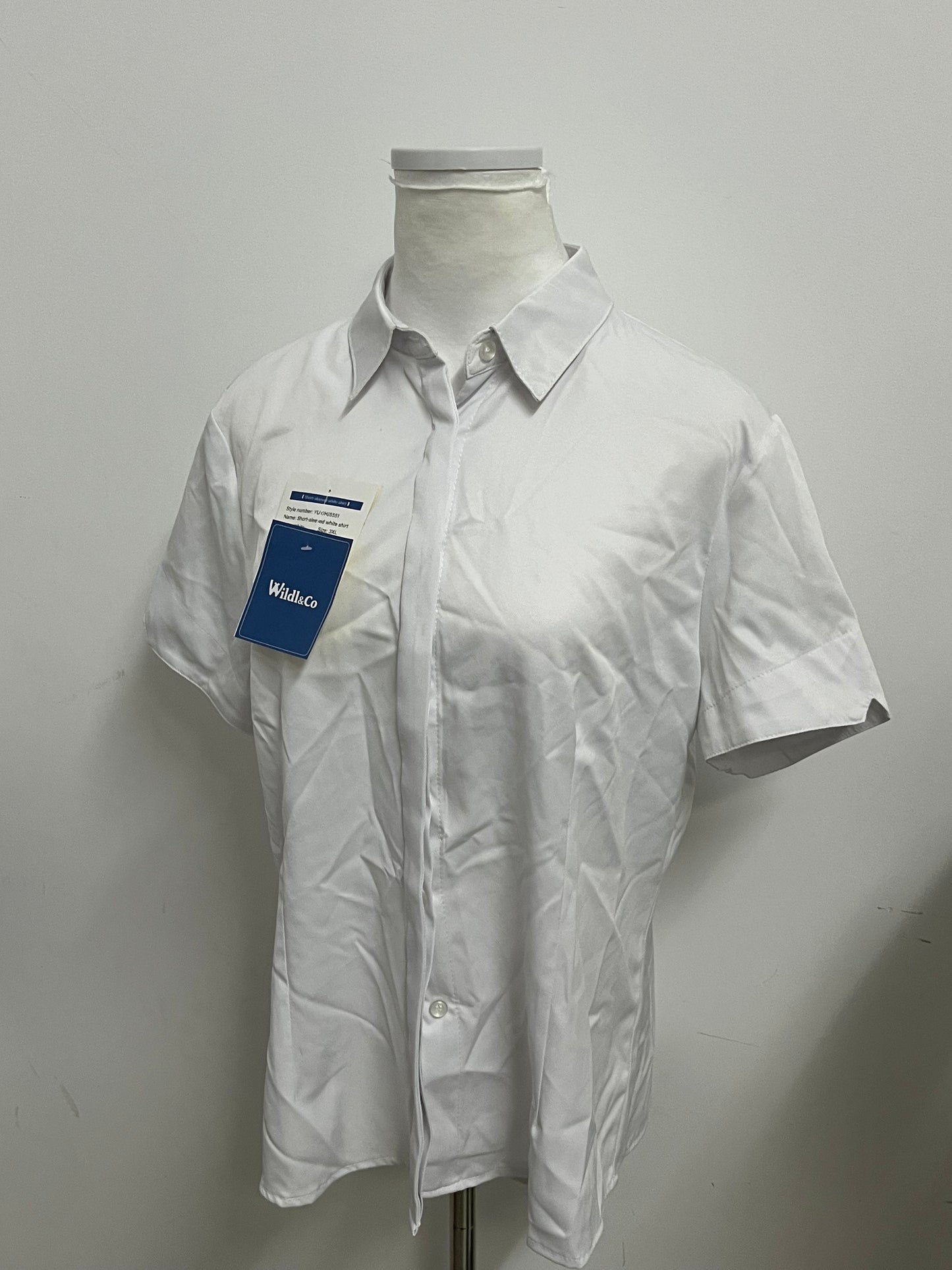 [Wildl&Co Shirts]-Basic Short-Sleeve White Shirt - Versatile Office Wear