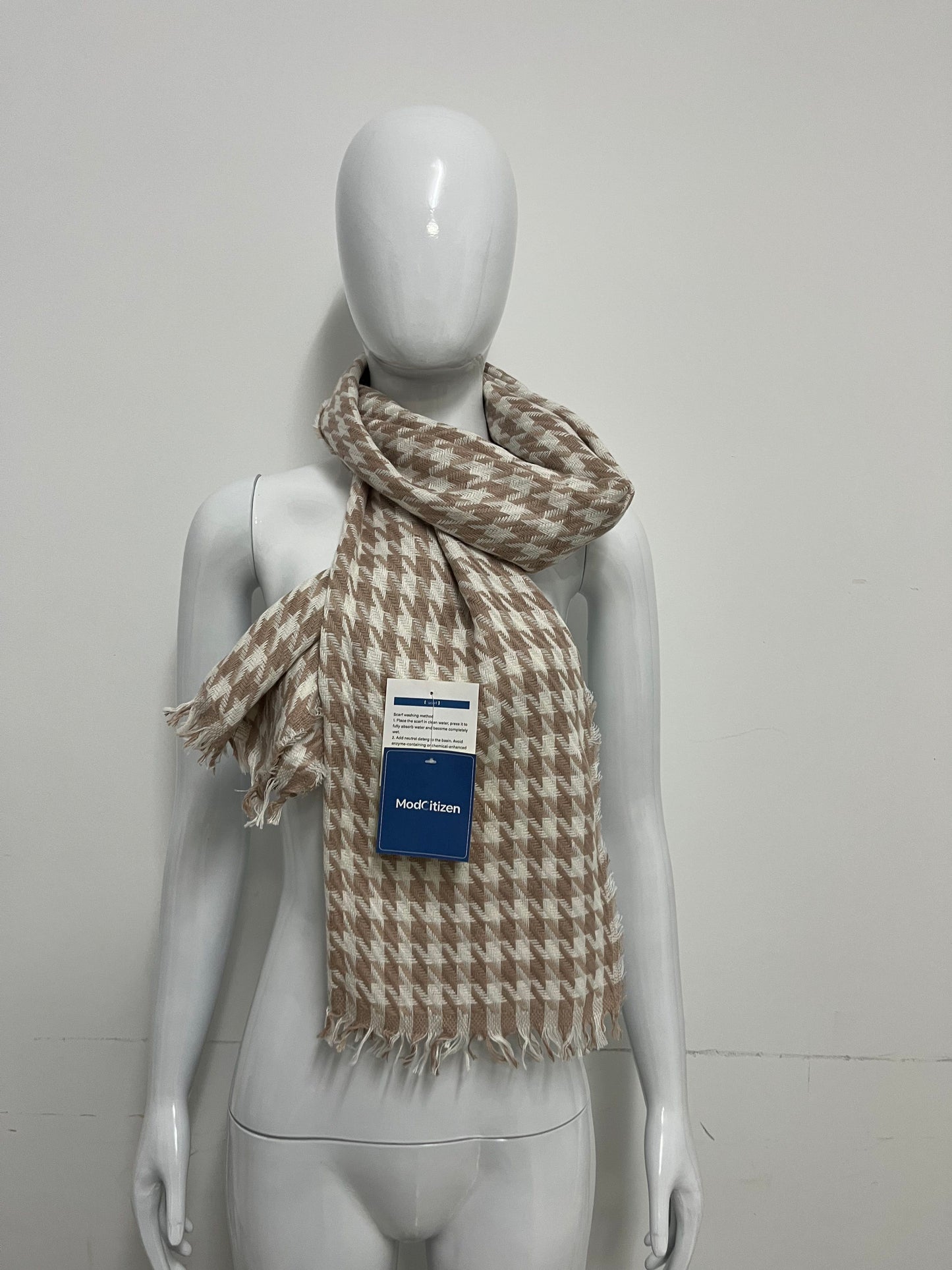 [ModCitizen Scarfs]-Houndstooth Cashmere-like Scarf - Winter Warm Shawl