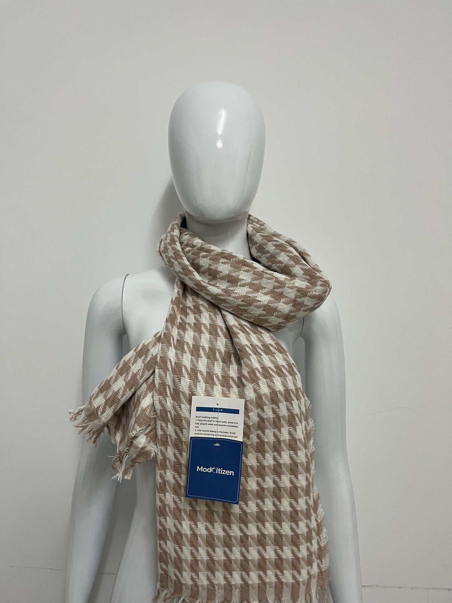 [ModCitizen Scarfs]-Houndstooth Cashmere-like Scarf - Winter Warm Shawl