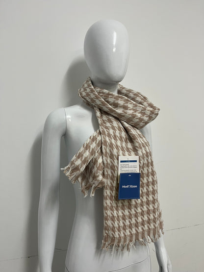 [ModCitizen Scarfs]-Houndstooth Cashmere-like Scarf - Winter Warm Shawl