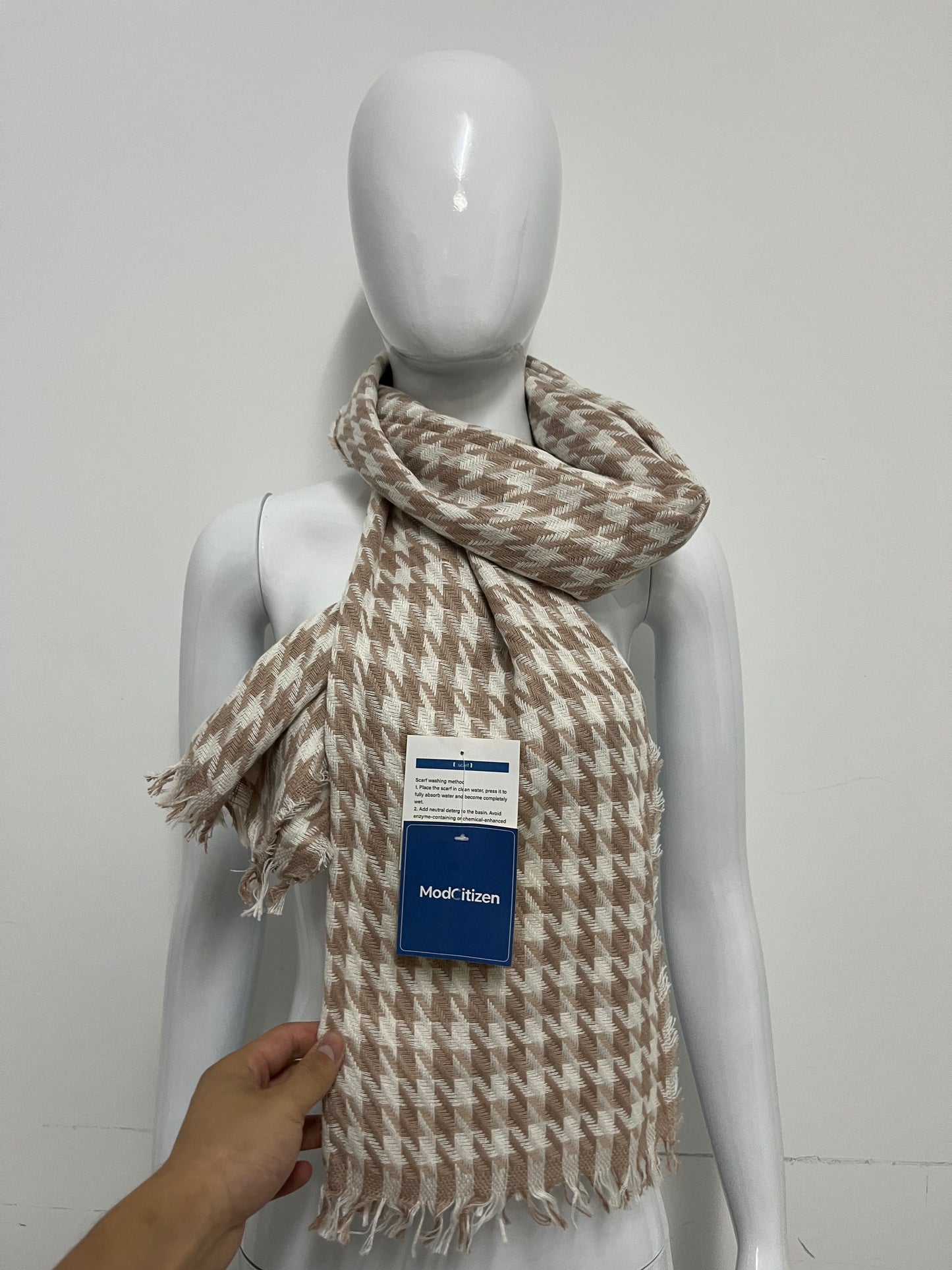[ModCitizen Scarfs]-Houndstooth Cashmere-like Scarf - Winter Warm Shawl