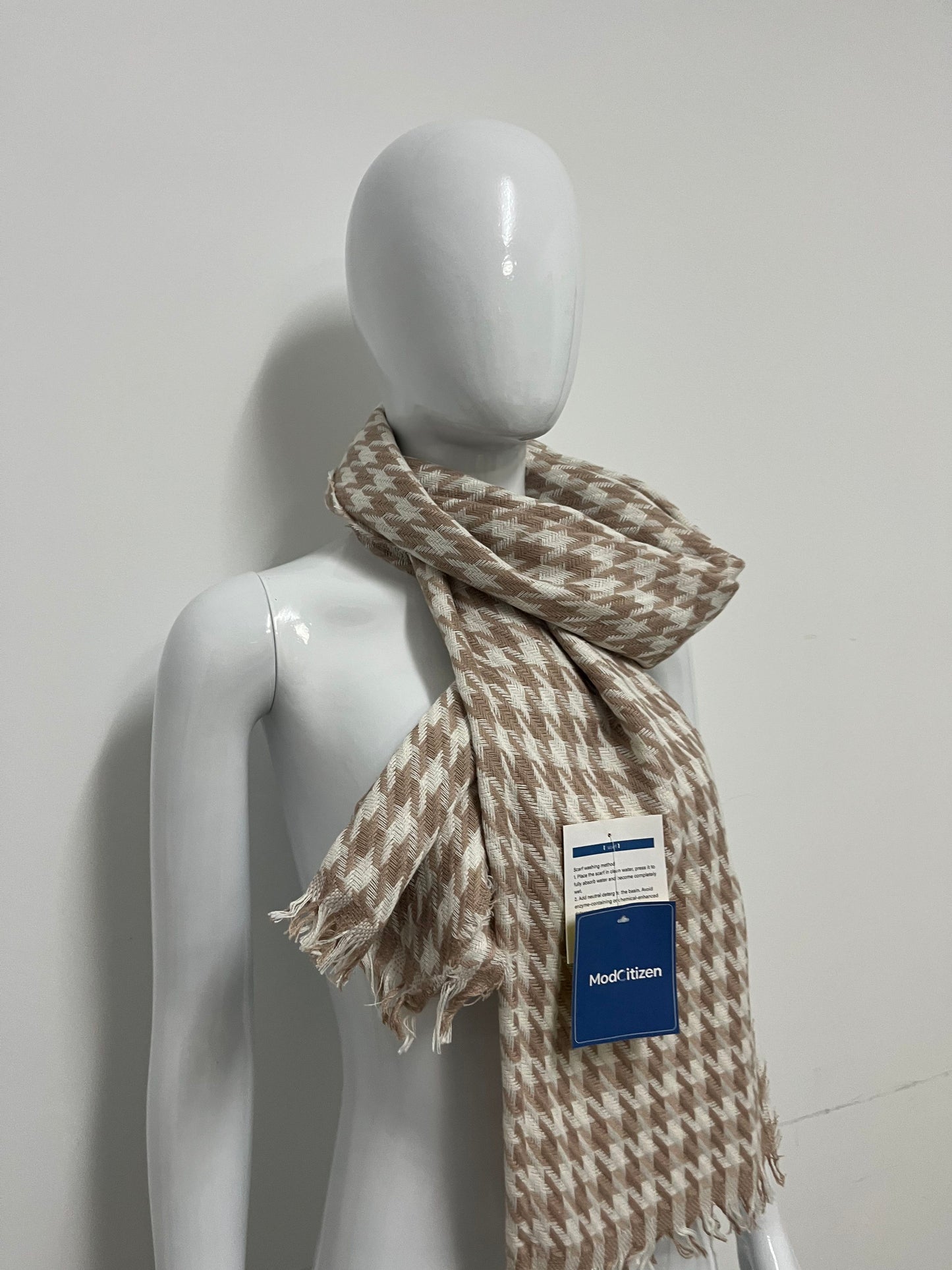 [ModCitizen Scarfs]-Houndstooth Cashmere-like Scarf - Winter Warm Shawl