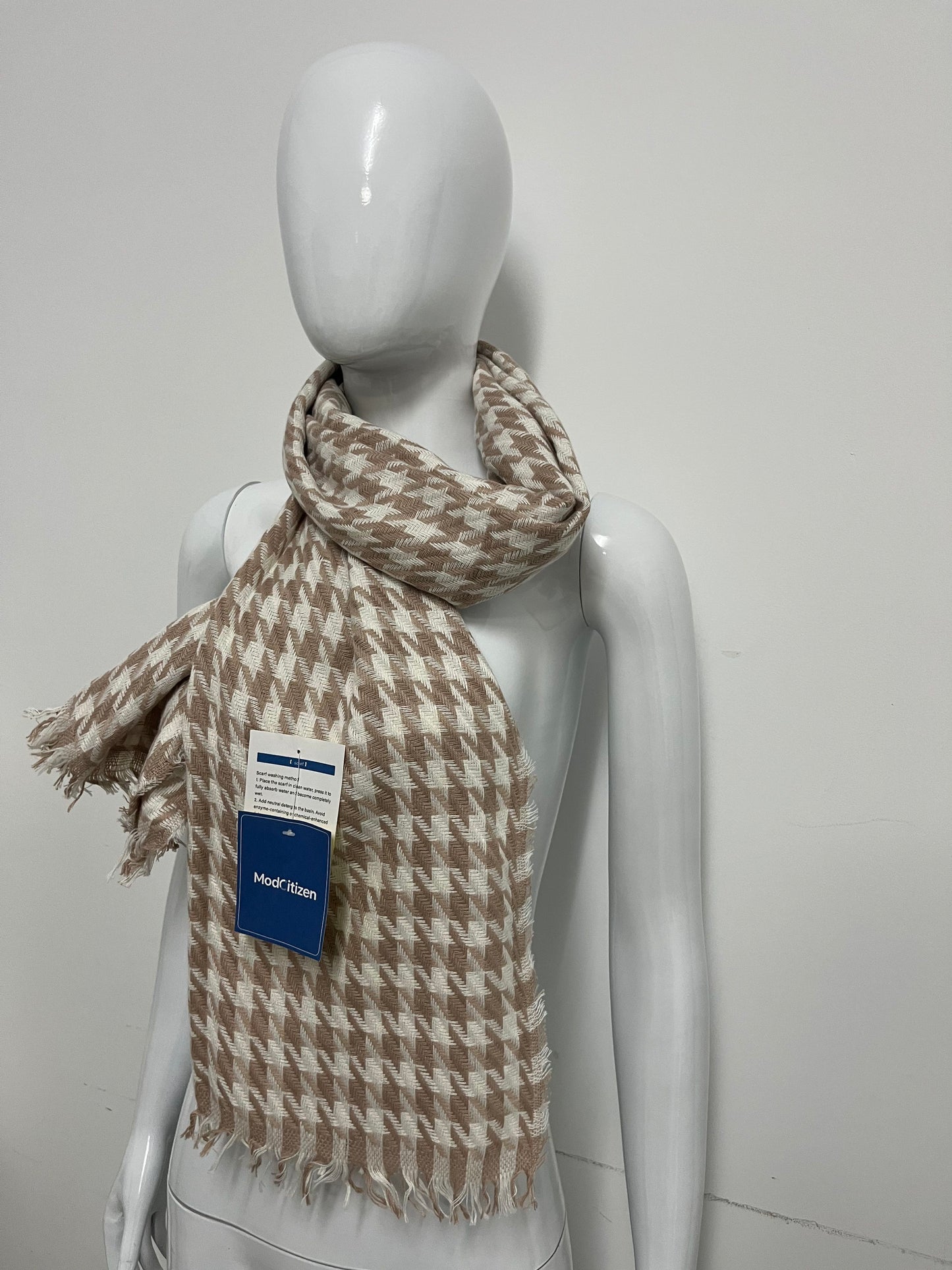 [ModCitizen Scarfs]-Houndstooth Cashmere-like Scarf - Winter Warm Shawl