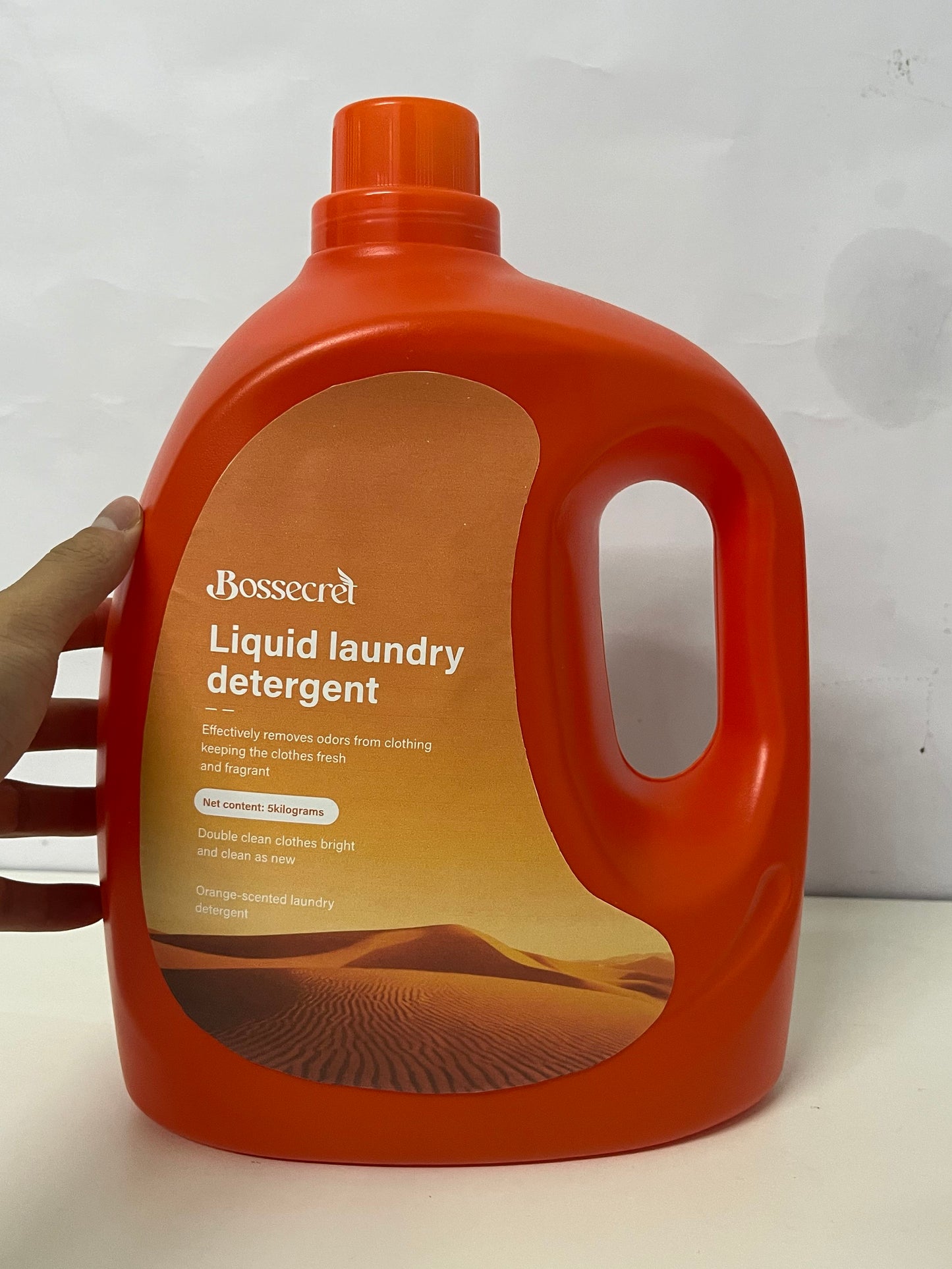 Bosssecret Orange Scent Liquid Laundry Detergent, 5kg, Powerful Stain & Odor Removal, Double Brightening & Deep Cleaning, Long-Lasting Fragrance, For Machine & Hand Washing