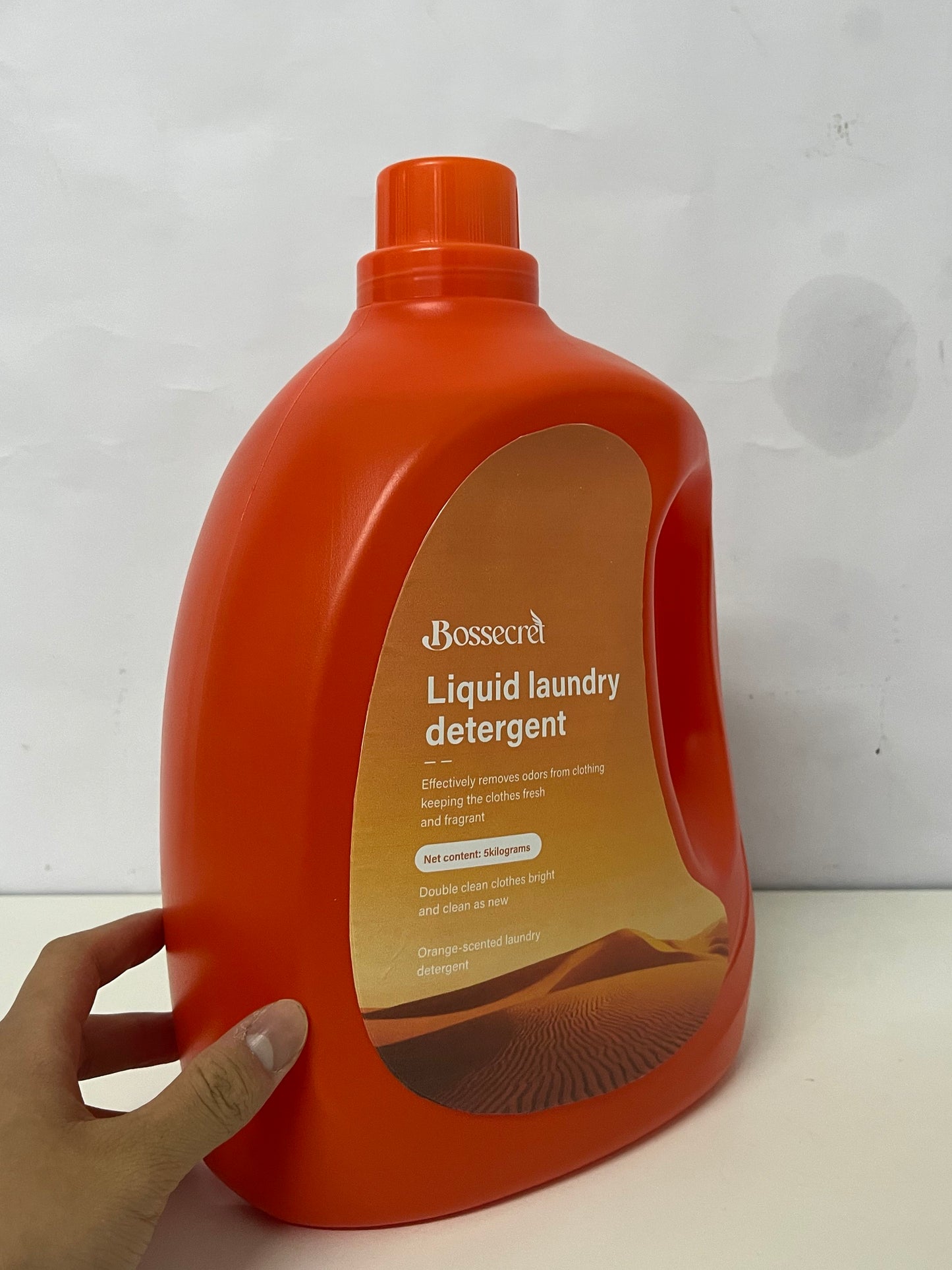 Bosssecret Orange Scent Liquid Laundry Detergent, 5kg, Powerful Stain & Odor Removal, Double Brightening & Deep Cleaning, Long-Lasting Fragrance, For Machine & Hand Washing