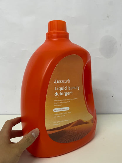 Bosssecret Orange Scent Liquid Laundry Detergent, 5kg, Powerful Stain & Odor Removal, Double Brightening & Deep Cleaning, Long-Lasting Fragrance, For Machine & Hand Washing
