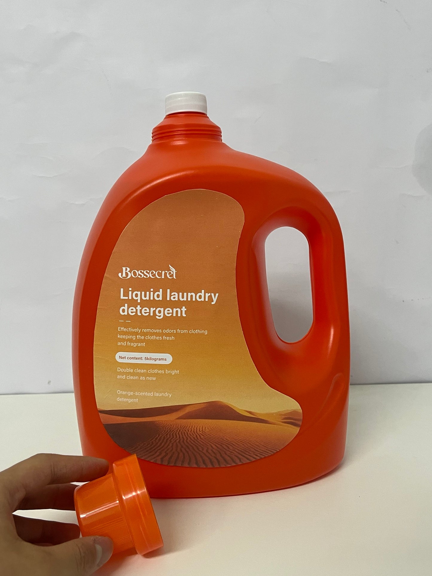 Bosssecret Orange Scent Liquid Laundry Detergent, 5kg, Powerful Stain & Odor Removal, Double Brightening & Deep Cleaning, Long-Lasting Fragrance, For Machine & Hand Washing