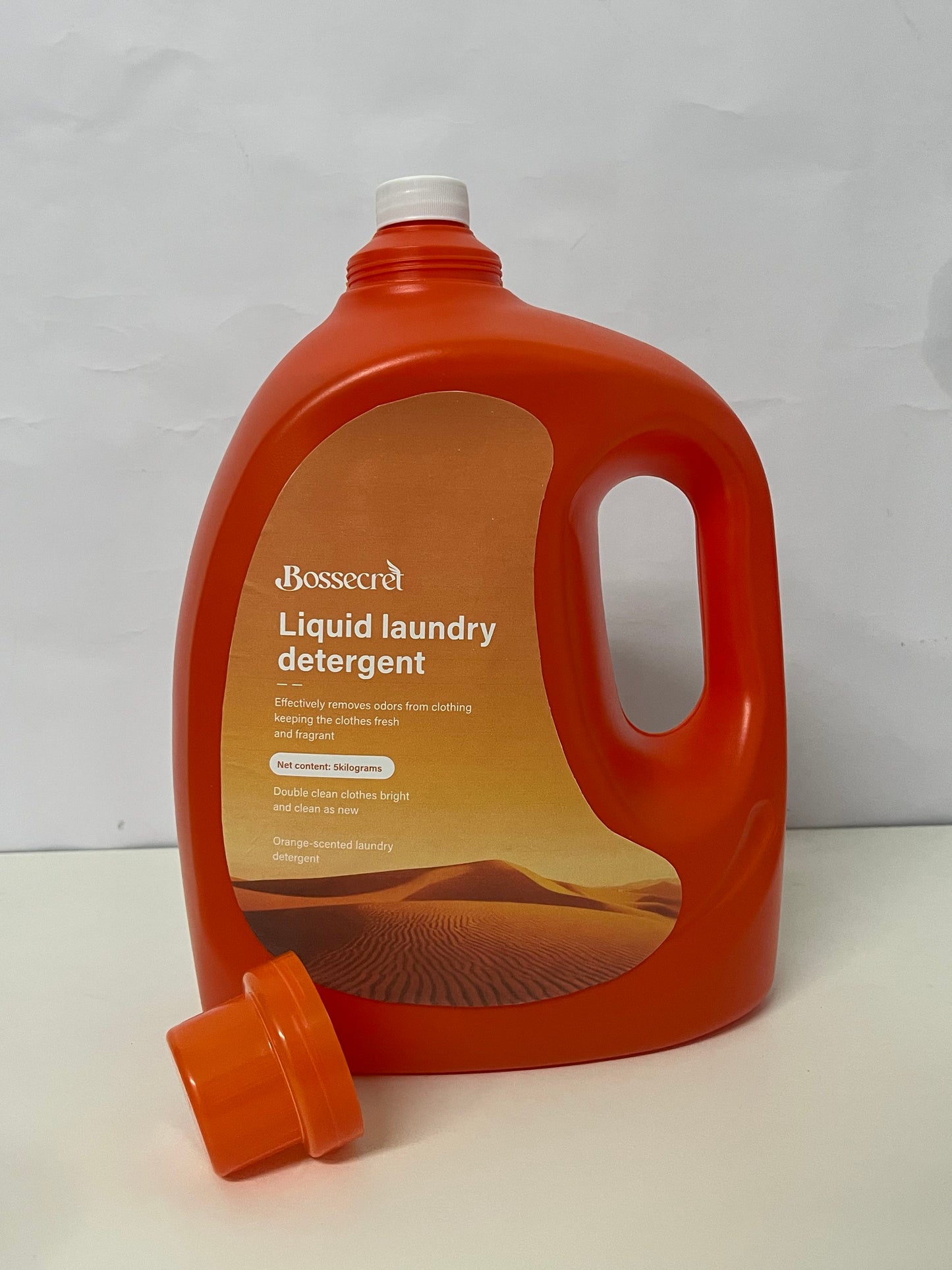Bosssecret Orange Scent Liquid Laundry Detergent, 5kg, Powerful Stain & Odor Removal, Double Brightening & Deep Cleaning, Long-Lasting Fragrance, For Machine & Hand Washing