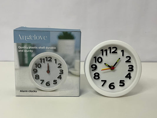 Angelove Simple Silent Alarm Clock, Large Digital Display, Snooze Function, Bedside Table Clock for Bedroom, White