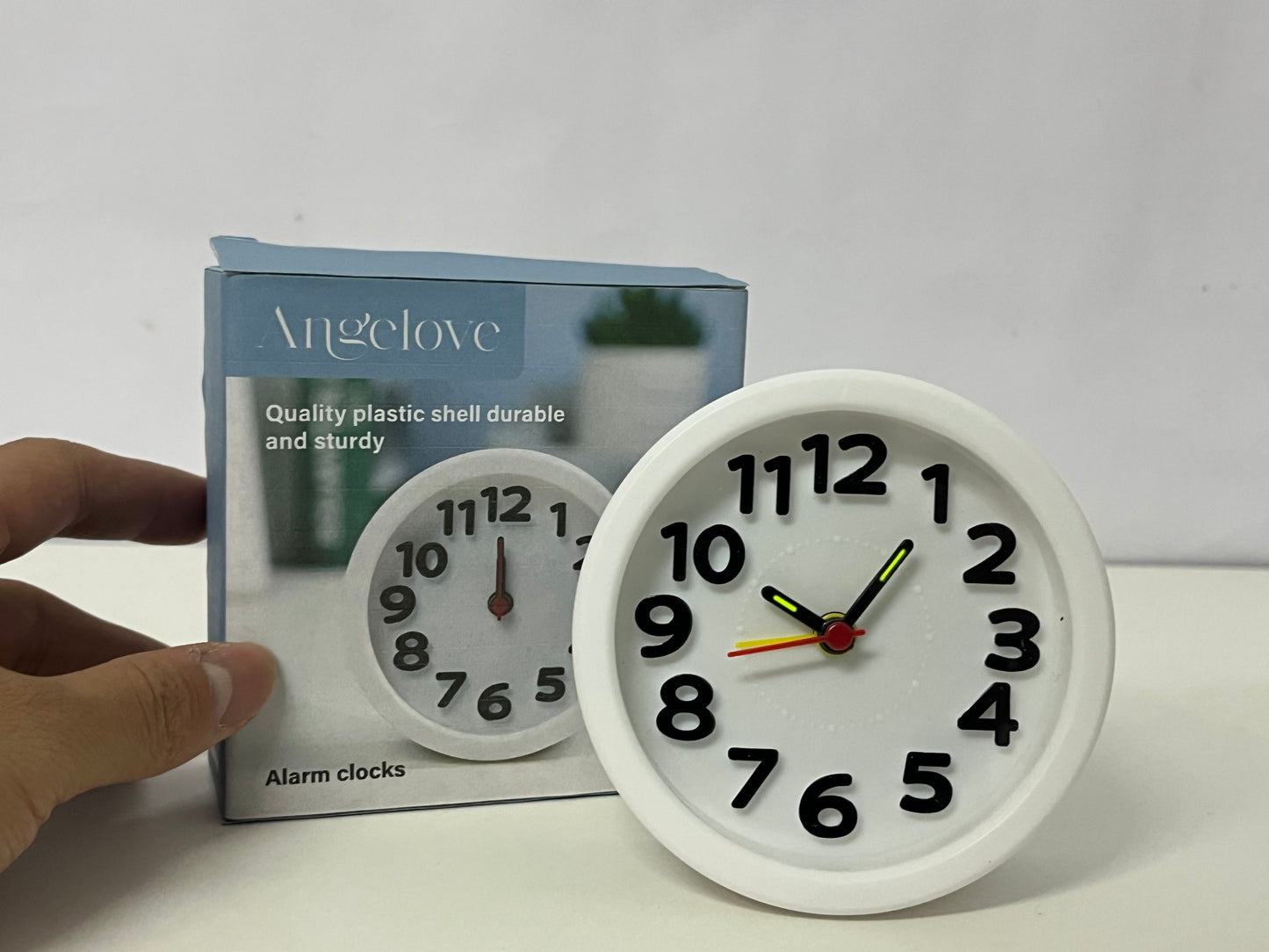 Angelove Simple Silent Alarm Clock, Large Digital Display, Snooze Function, Bedside Table Clock for Bedroom, White