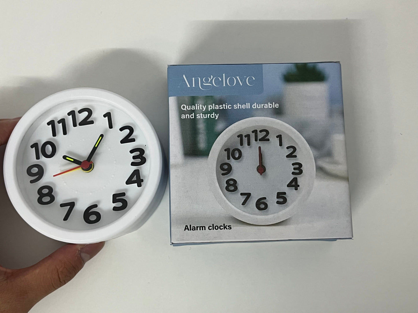 Angelove Simple Silent Alarm Clock, Large Digital Display, Snooze Function, Bedside Table Clock for Bedroom, White