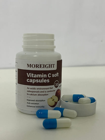 MOREIGHT Vitamin C Soft Capsules, Immune Support & Antioxidant, Promotes Calcium Absorption, 30 Capsules