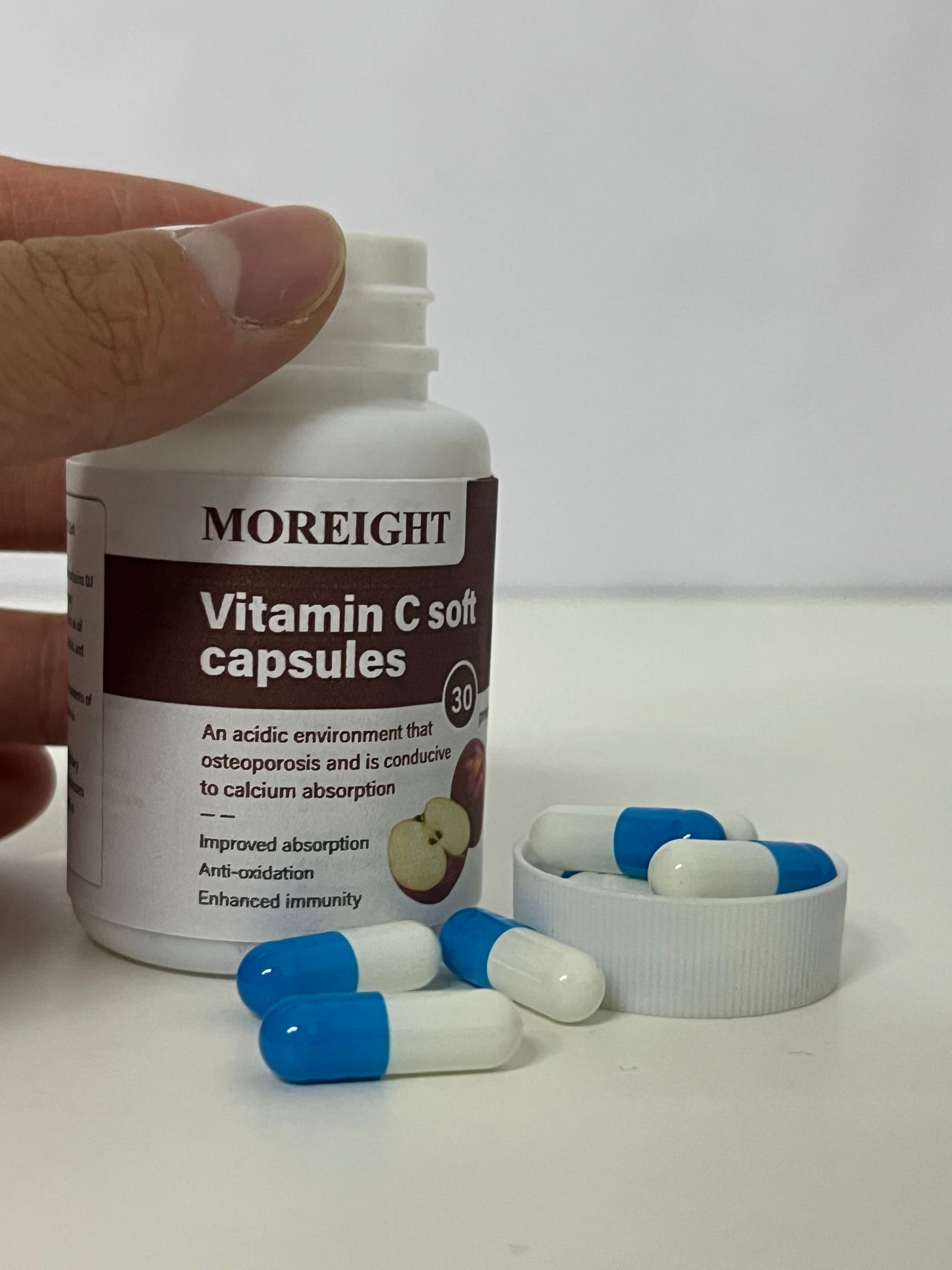 MOREIGHT Vitamin C Soft Capsules, Immune Support & Antioxidant, Promotes Calcium Absorption, 30 Capsules