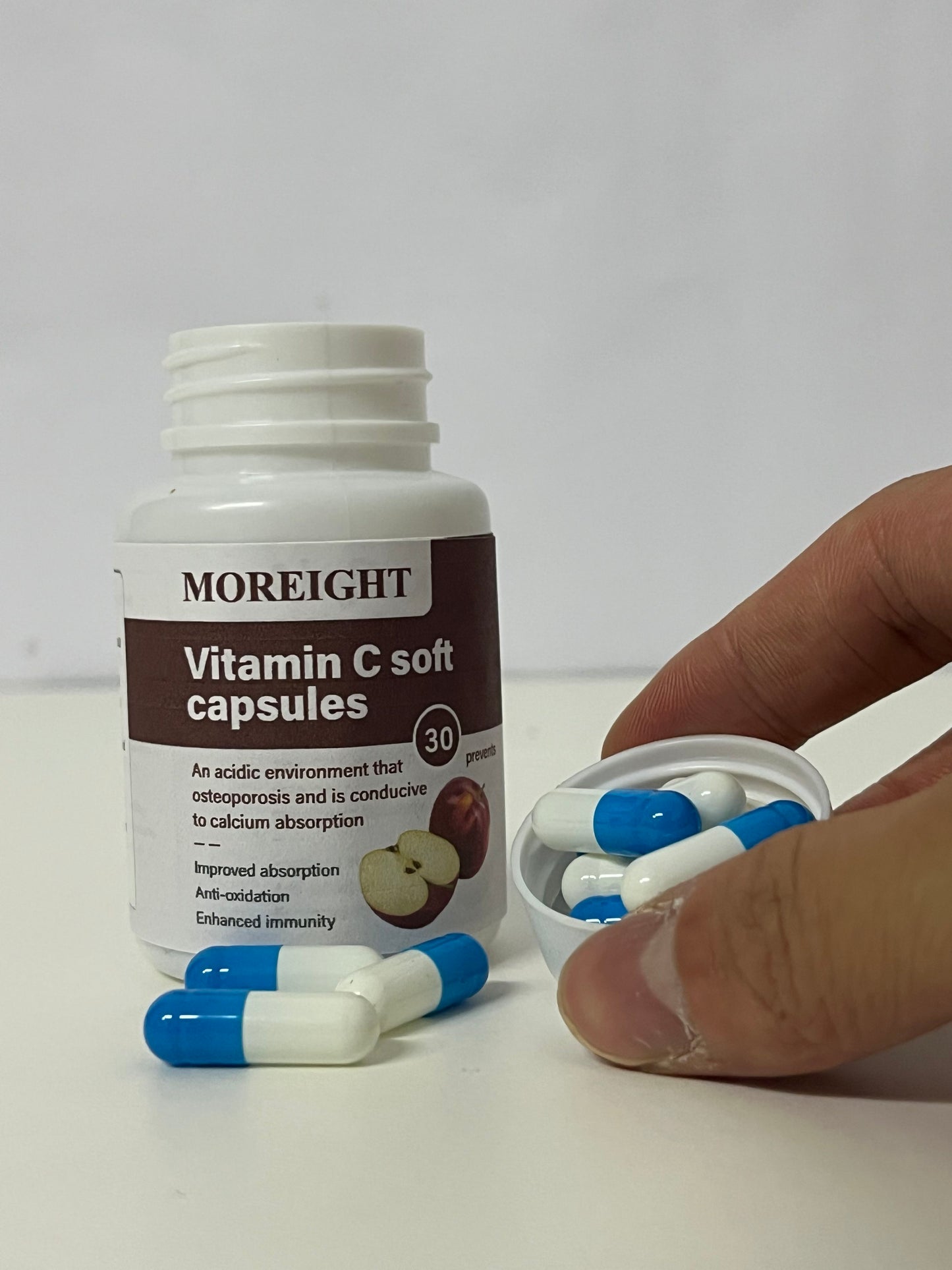 MOREIGHT Vitamin C Soft Capsules, Immune Support & Antioxidant, Promotes Calcium Absorption, 30 Capsules