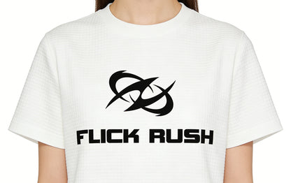 FLICK RUSH Women's Casual T-Shirt Dress, Loose Crew Neck Short Sleeve Dress, Trendy Printed Lazy Dress