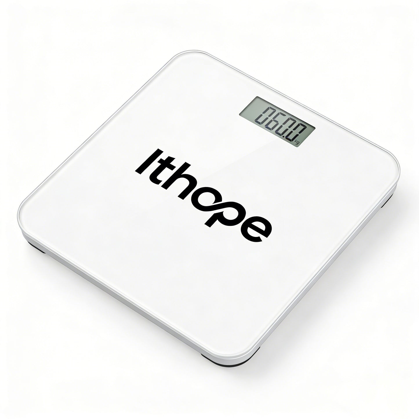 Ithope Portable Digital Bathroom Scale, High Precision Body Weight Scale with Tempered Glass Platform, Step-On Technology, LCD Display for Weight Monitoring