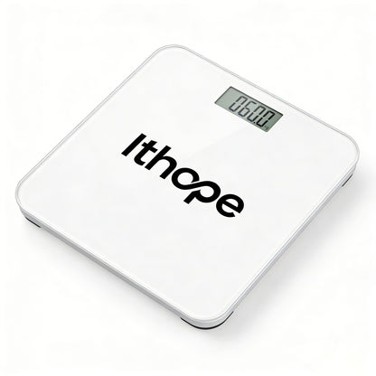 Ithope Portable Digital Bathroom Scale, High Precision Body Weight Scale with Tempered Glass Platform, Step-On Technology, LCD Display for Weight Monitoring