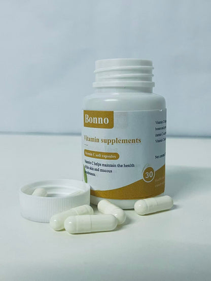 Bonno Vitamin C Capsules (30 Count) - High-Potency Vitamin C Supplement for Skin & Mucous Membrane Health, Easy-to-Absorb, Preservative-Free Daily Antioxidant Support