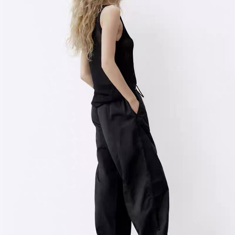 Treenote Cargo pants Tapered Lounge Pants - Super Soft, Stretchy Joggers with Pockets Black