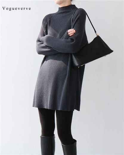 Vogueverve Sweaters Womens Oversized Long Sweater Dress 2025 Plus Size Tunic Pullover Knit Fall Dresses