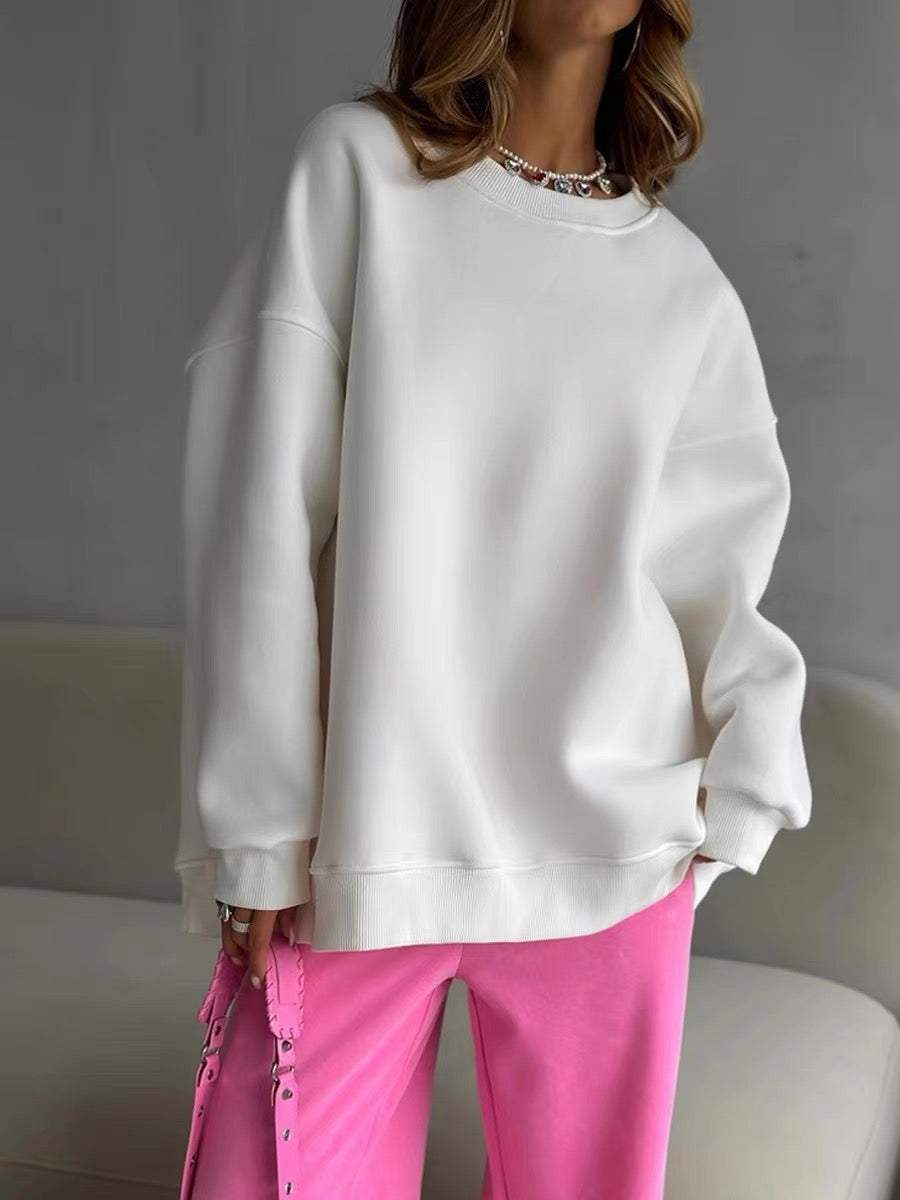 Trendessence Sweatshirts Womens Sweatshirt Crewneck Fleece Pullover Tops Oversized Sweat Shirts with Thumbholes Pockets 2025 Fall Outfits