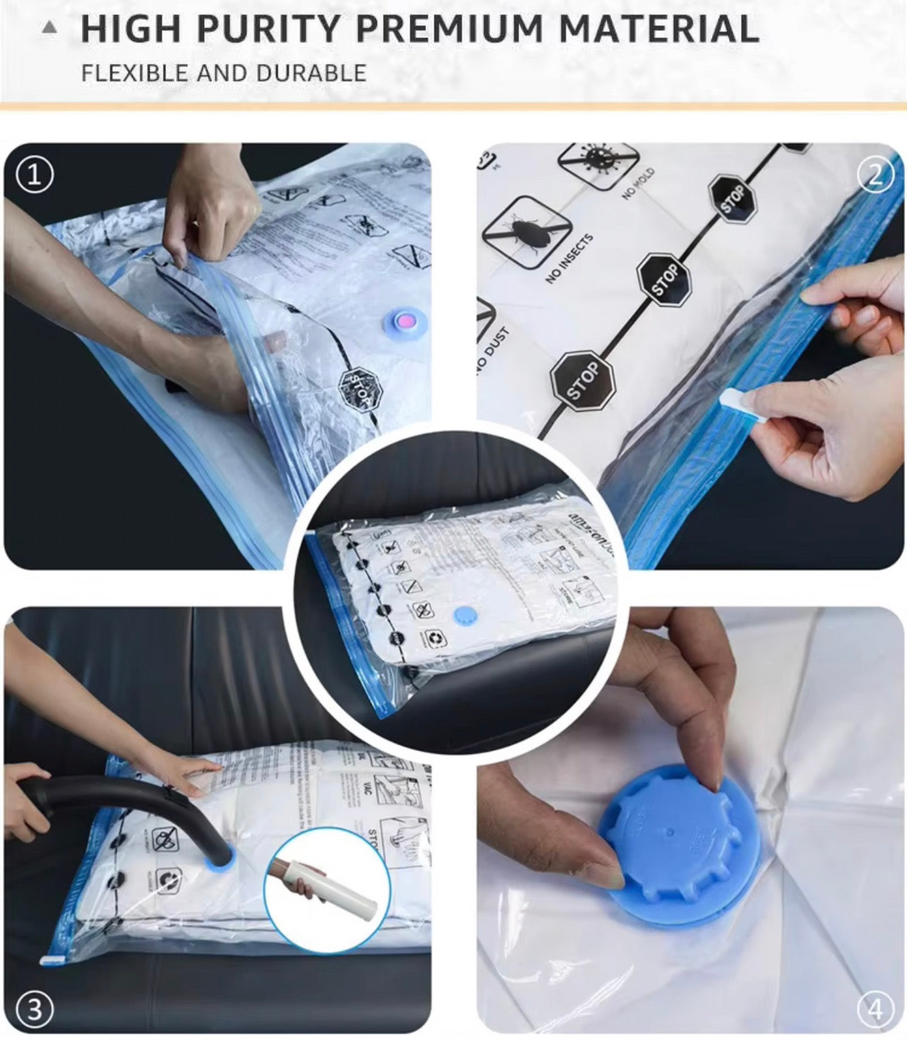 SKYBOSS-Vacuum cleaner bags-Strong Space Compression Custom Printed Biodegradable Packaging Sealer Dust Vacuum Storage Bag for Clothes Vacuum Sealing Bag