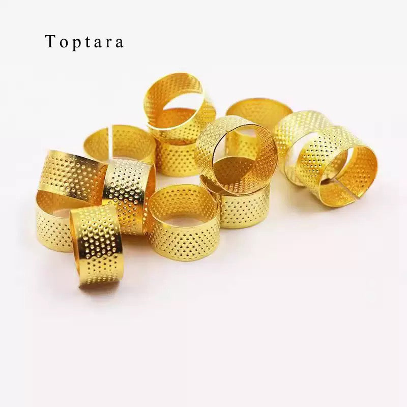 Toptara Sewing thimbles Thumb Protector Finger Metal Shield Protector Thimbles Fabric Finger Protector Adjustable Thimble Ring DIY Thimble Sewing DIY Craft Finger Protector