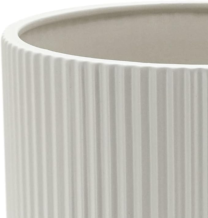 Lazyweek Flowerpots Basics Fluted Ceramic Planter White 8-lnch