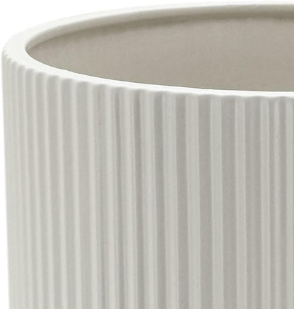 Lazyweek Flowerpots Basics Fluted Ceramic Planter White 8-lnch