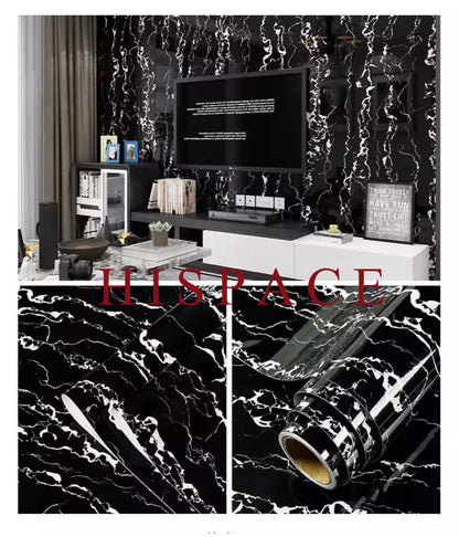 HISPACE Wall stickers Abyssaly Black and White Marble Contact Paper, Granite Kitchen Wallpaper Peel and Stick Countertops