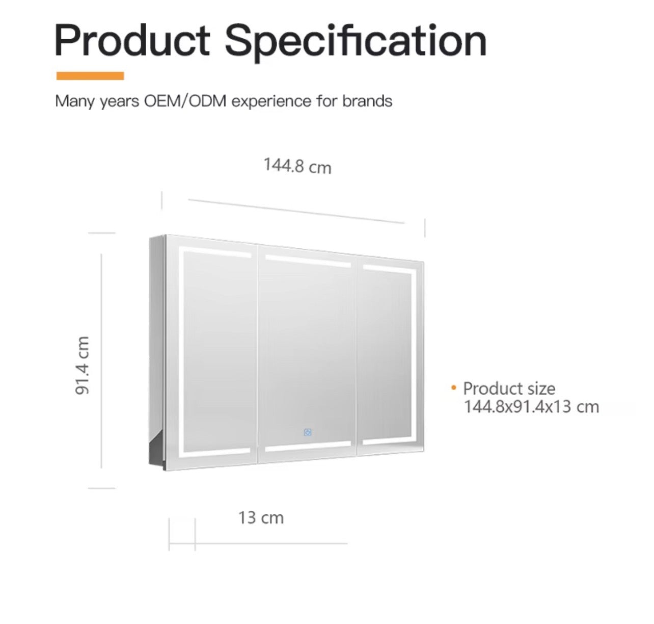 SUGGLESAFE Medicine cabinets Super Large Storage Space Three Doors Bathroom Cabinet Touch Switch Medicine Cabinet LED Mirror Cabinet