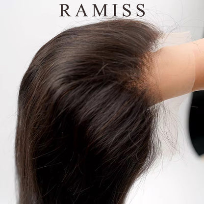 RAMISS Wigs,Loose wavy wig with elastic short curly bob bob hairstyle,Synthetic shoulder-length wavy wig with small lace trim,Suitable for women