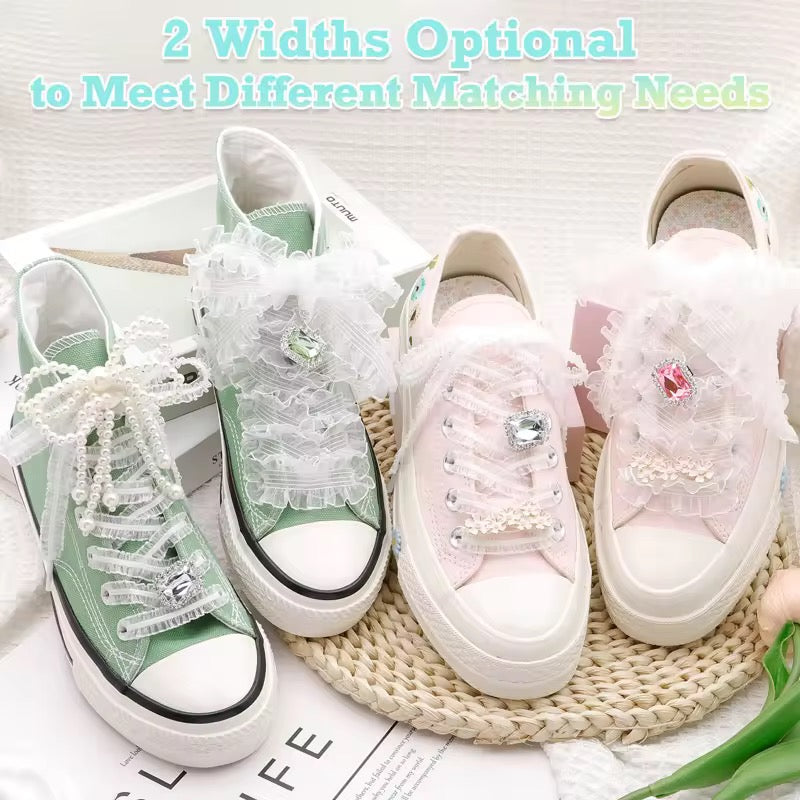 NOTHINGMOON Shoe laces,Mushroom Curled Elastic Lace Shoelaces Fairy Style Rolled Fungus Trimmed Satin Ribbon Shoe Laces