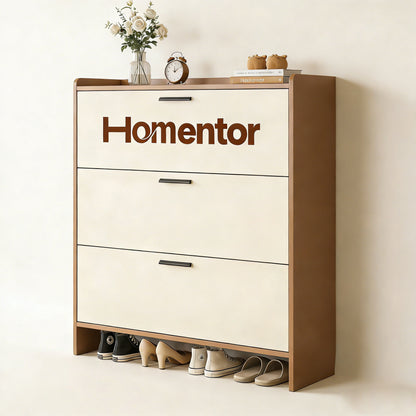 Homentor Slim Tipping Shoe Cabinet, Large Capacity Entryway Shoe Storage, Modern Narrow Shoe Rack with Multiple Flip Drawers Shoe cabinets