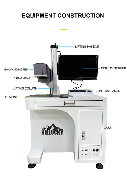 HILLUCKY Desktop Fiber Laser Engraving machines – Industrial High-Precision Engraving Machine for Metal/Plastic/Acrylic, with Control System & Display Screen, Portable Workstation