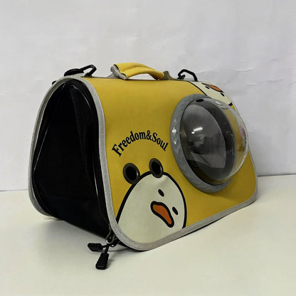 Freedom&Soul Backpacks for Pets - Portable Cat & Dog Travel Carrier with Bubble Window, Breathable Mesh & Cute Cartoon Design, Ideal for Small Pets Up to 15 lbs