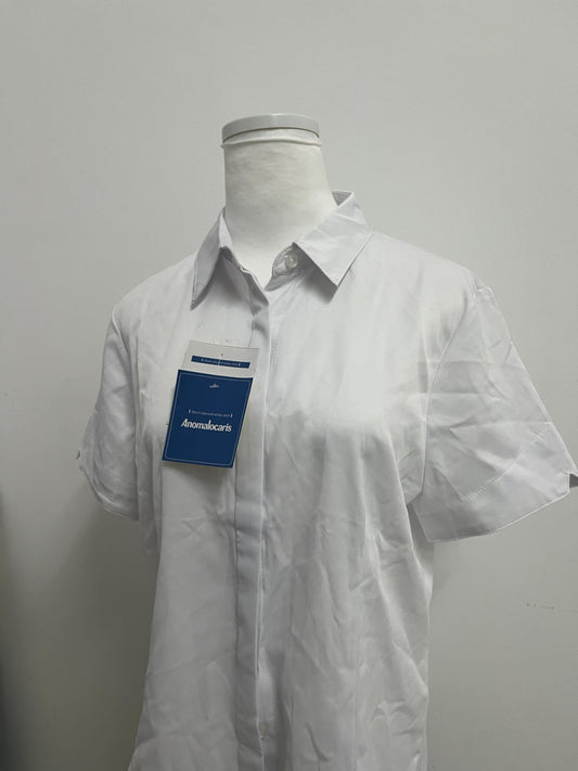 Anomalocaris-Inspired White Short-Sleeve Shirt: 70% Combed Cotton, Wrinkle-Resistant, Breathable for Commute/Casual/Business