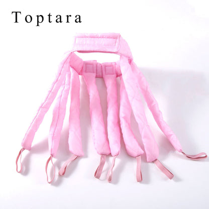 Toptara Non-electric hair rollers Hair Curler Headband Heatless Hair Curlers, No Heat Curling Rod Headband, Adjustable Overnight Curlers, Portable, Reusable, 1 Count (Pink)