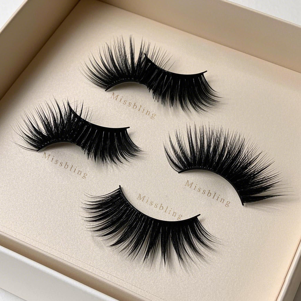Missbling False eyelashes 8 Pairs Wispy Faux Mink Lashes Fluffy Eye Lashes Natural Look 5D Volume 16mm Fake Eyelashes Pack