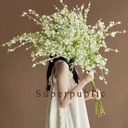 Superpublic Artificial flowers Babys Breath Artificial Flowers, Artificial for Decoration, Real Touch Silk Flower for Wedding Christmas DIY Party Home Garden Office(White)