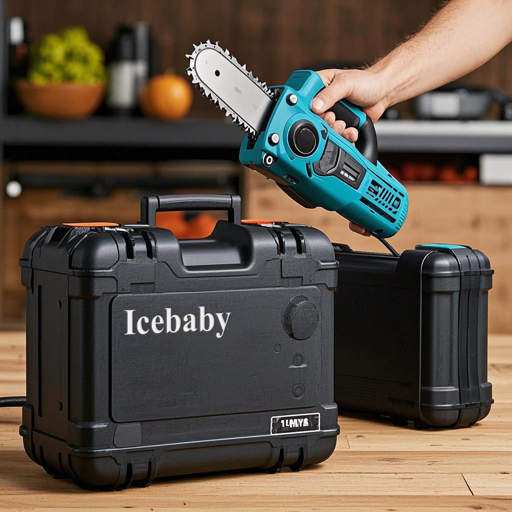 Icebaby-Electric saws-1 Pack 1500mAh Batteries, 【Seniors Friendly】Portable Handheld Chainsaw, Mini Chainsaw Cordless for Wood Cutting Tree Trimming DIY Projects Gardening Camping