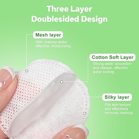 Lazyweek Cleaning cotton Cotton Rounds for Face Pure & Natural Cotton Pads for Face Hypoallergenic & Lint-Free Makeup Remover Pads Dual Texture Soft Face Pads for Sensitive Skin